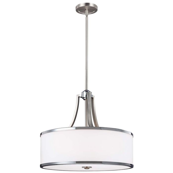 Prospect Park 4 Light Uplight Pendant - Satin Nickel with Chrome