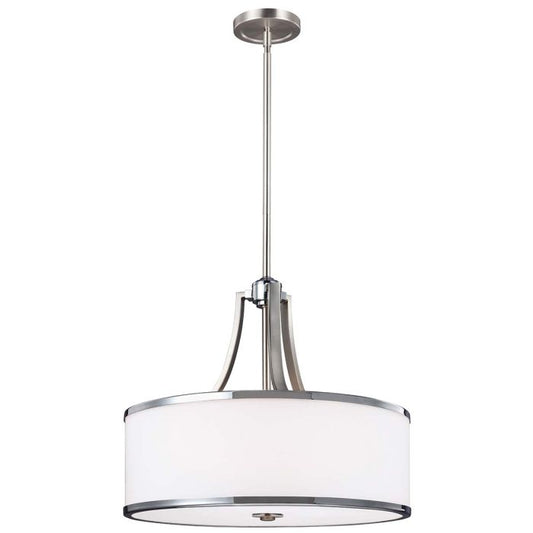 Prospect Park 4 Light Uplight Pendant - Satin Nickel with Chrome
