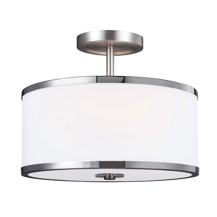 Prospect Park 2 Light Semi-Flush - Satin Nickel with Chrome