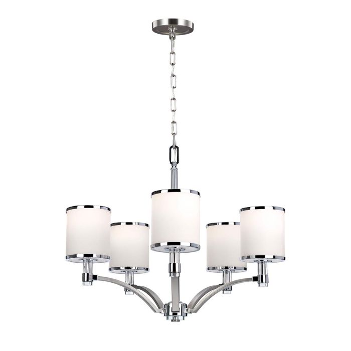 Prospect Park 5 Light Chandelier - Satin Nickel with Chrome