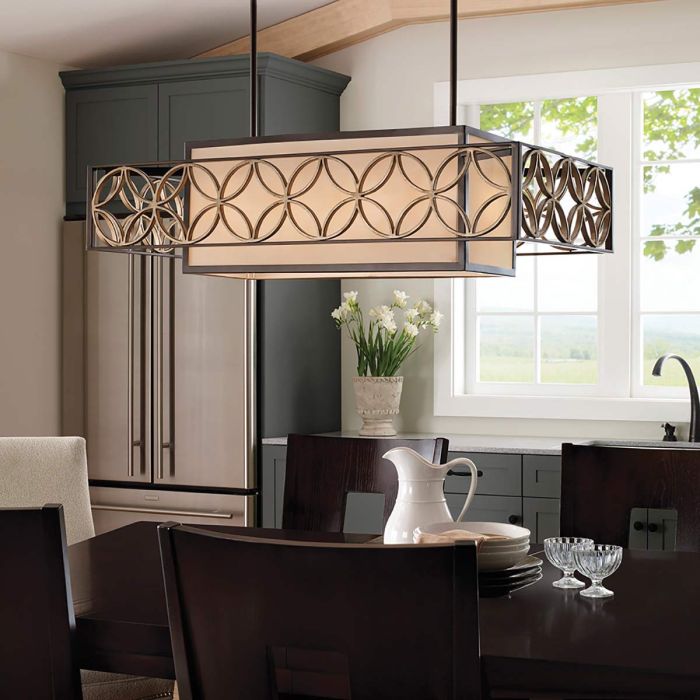 Remy 4 Light Pendant Light - Heritage Bronze / Parissiene Gold