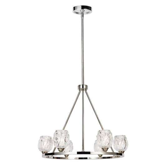 Rubin 6 Light Chandelier - Polished Nickel