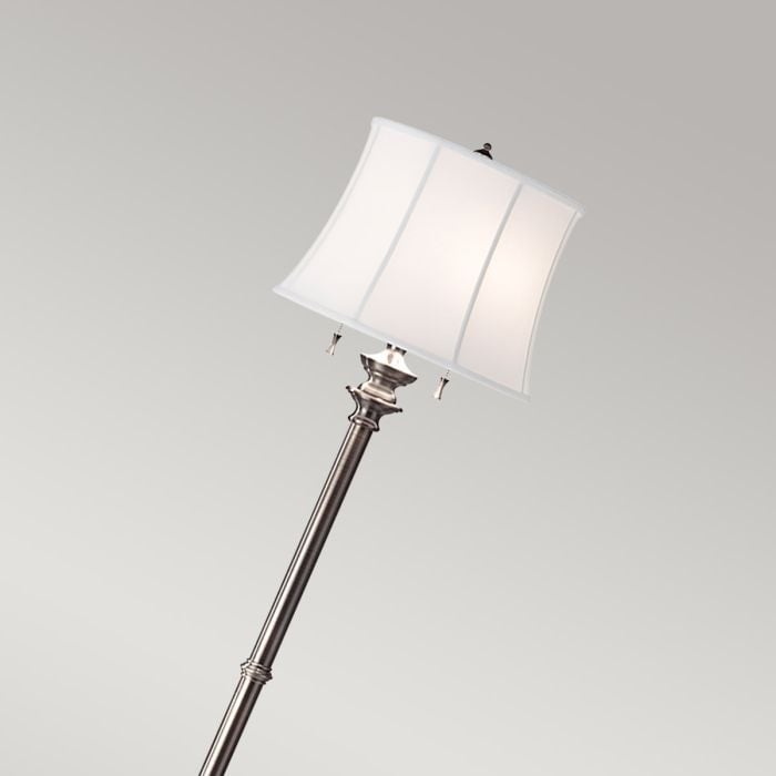 Stateroom 2 Light Floor Lamp - Antique Nickel with True White Shade