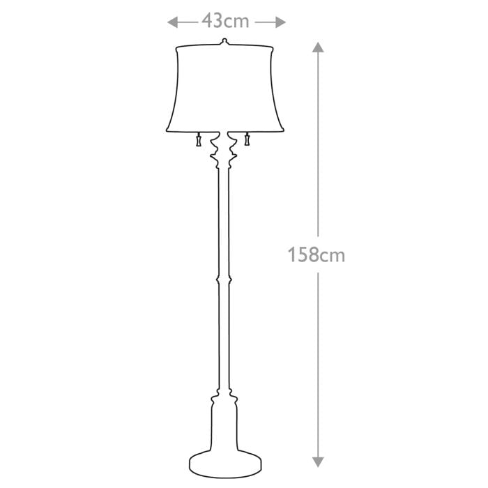 Stateroom 2 Light Floor Lamp - Antique Nickel with True White Shade