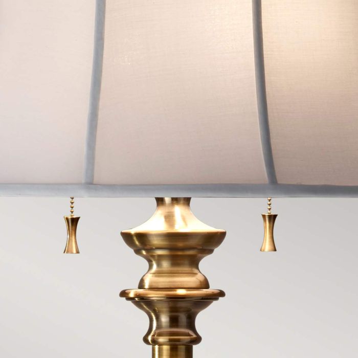 Stateroom 2 Light Floor Lamp - Bali Brass with White Shade