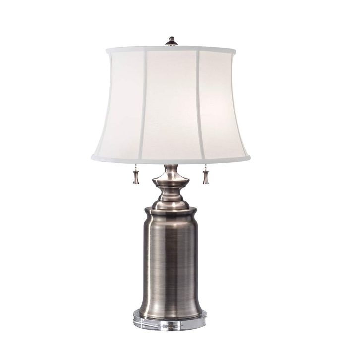 Stateroom 2 Light Table Lamp - Antique Nickel with True White Shade