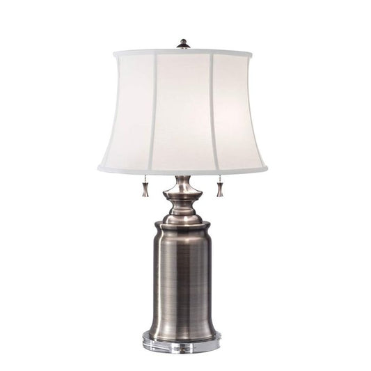 Stateroom 2 Light Table Lamp - Antique Nickel with True White Shade