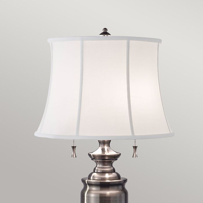Stateroom 2 Light Table Lamp - Antique Nickel with True White Shade