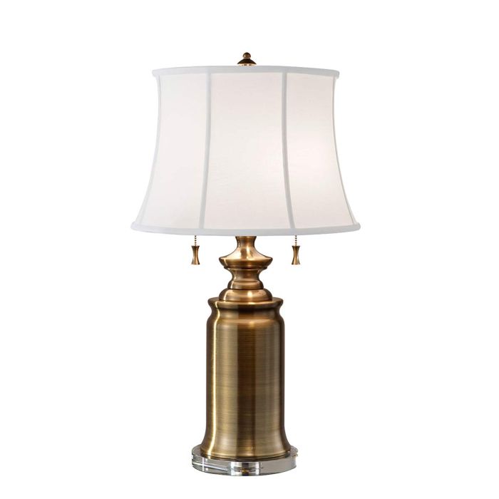 Stateroom 2 Light Table Lamp - Bali Brass with White Shade