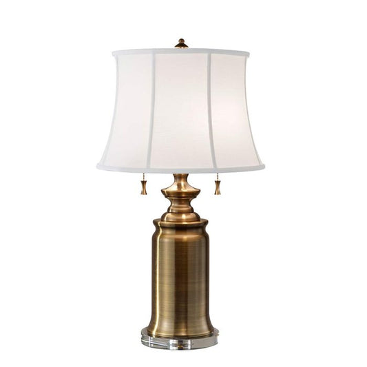 Stateroom 2 Light Table Lamp - Bali Brass with White Shade