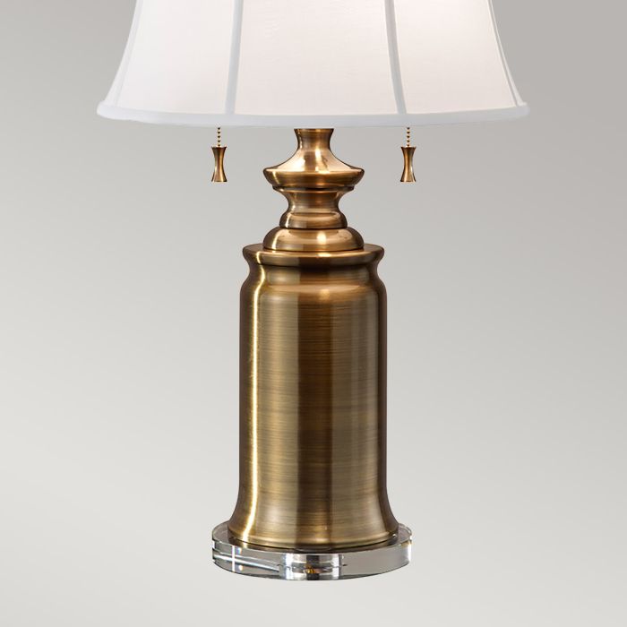Stateroom 2 Light Table Lamp - Bali Brass with White Shade