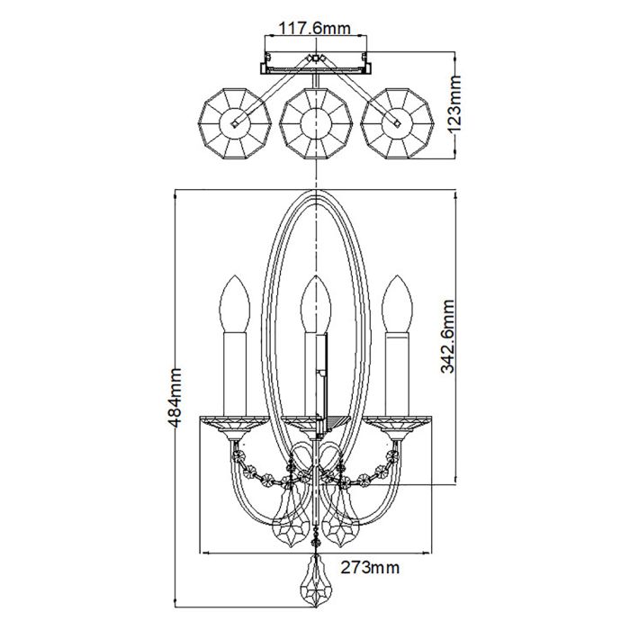 Valentina 3 Light Wall Light - Oxidized Bronze