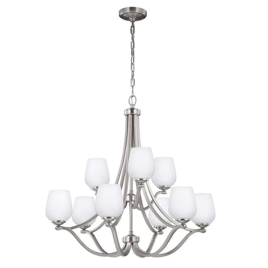 Vintner 9 Light Chandelier - Satin Nickel