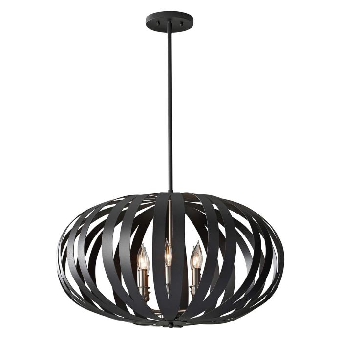 Woodstock 6 Light Large Chandelier - Textured Black