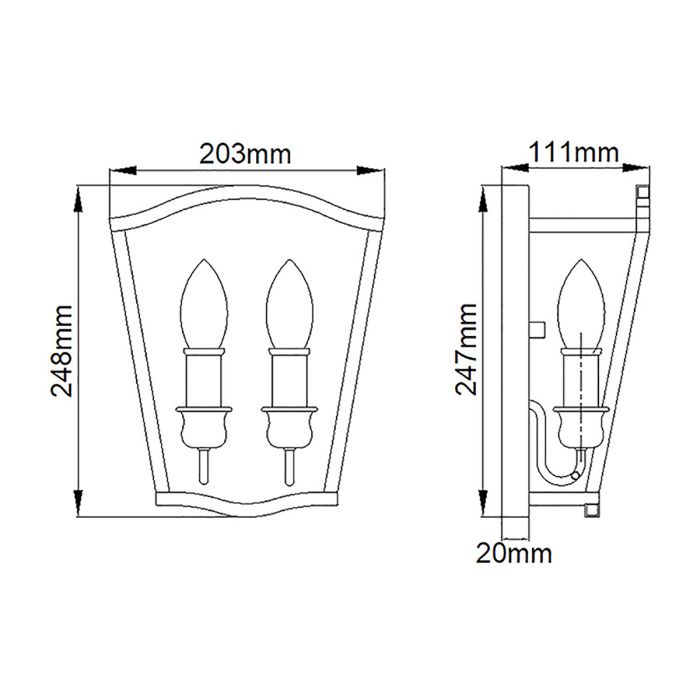 Yarmouth 2 Light Wall Light - Painted Aged Brass