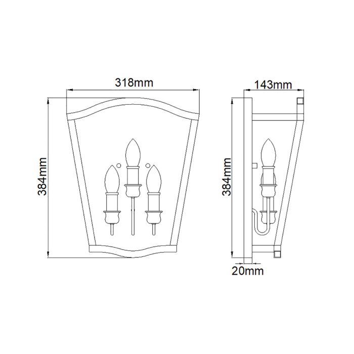 Yarmouth 3 Light Wall Light - Painted Aged Brass