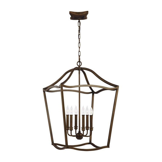 Yarmouth 6 Light Pendant - Painted Aged Brass