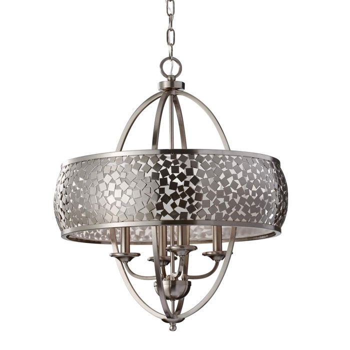 Zara 4 Light Large Chandelier - Brushed Steel