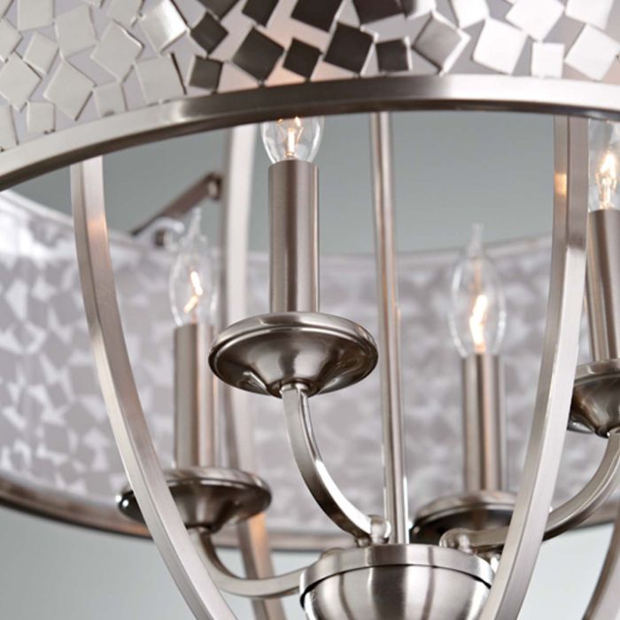 Zara 4 Light Large Chandelier - Brushed Steel