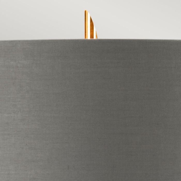 Ferrara Table Lamp - Dark Grey Polished Gold with Grey with Metallic Gold Lining Shade