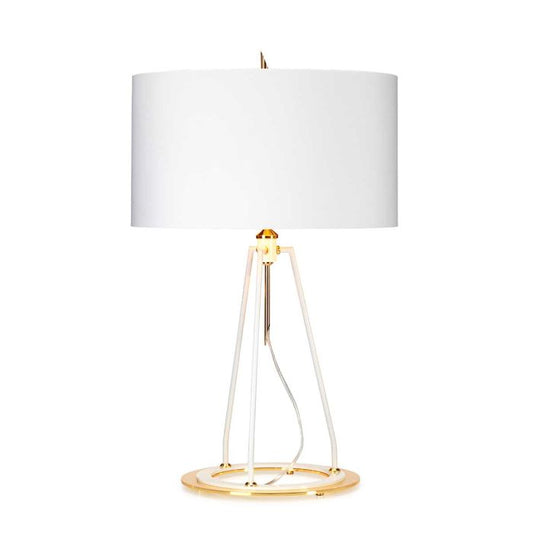 Ferrara Table Lamp - White Polished Gold with White with Metallic Gold Lining Shade