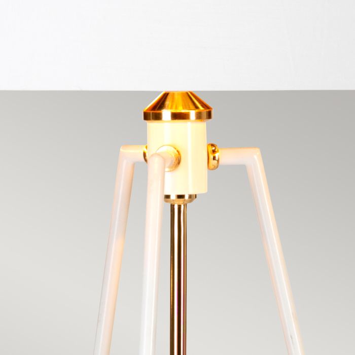 Ferrara Table Lamp - White Polished Gold with White with Metallic Gold Lining Shade