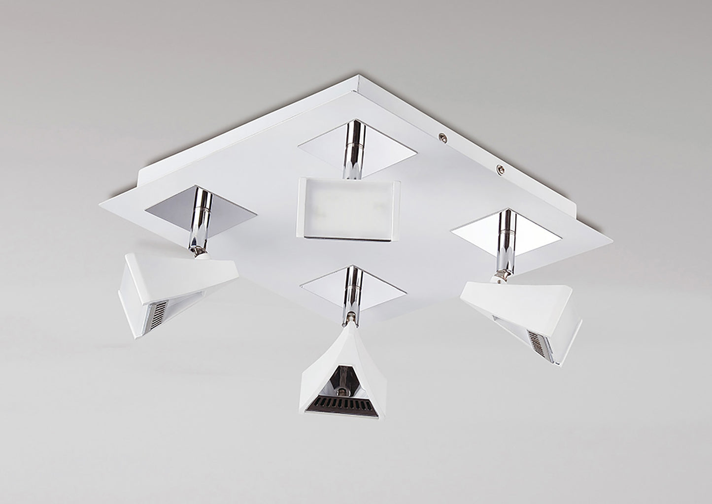 Filippo Spot Light 4 Light LED Square 20W 3000K, 1750lm, Matt White/Polished Chrome, 3yrs Warranty by Mantra