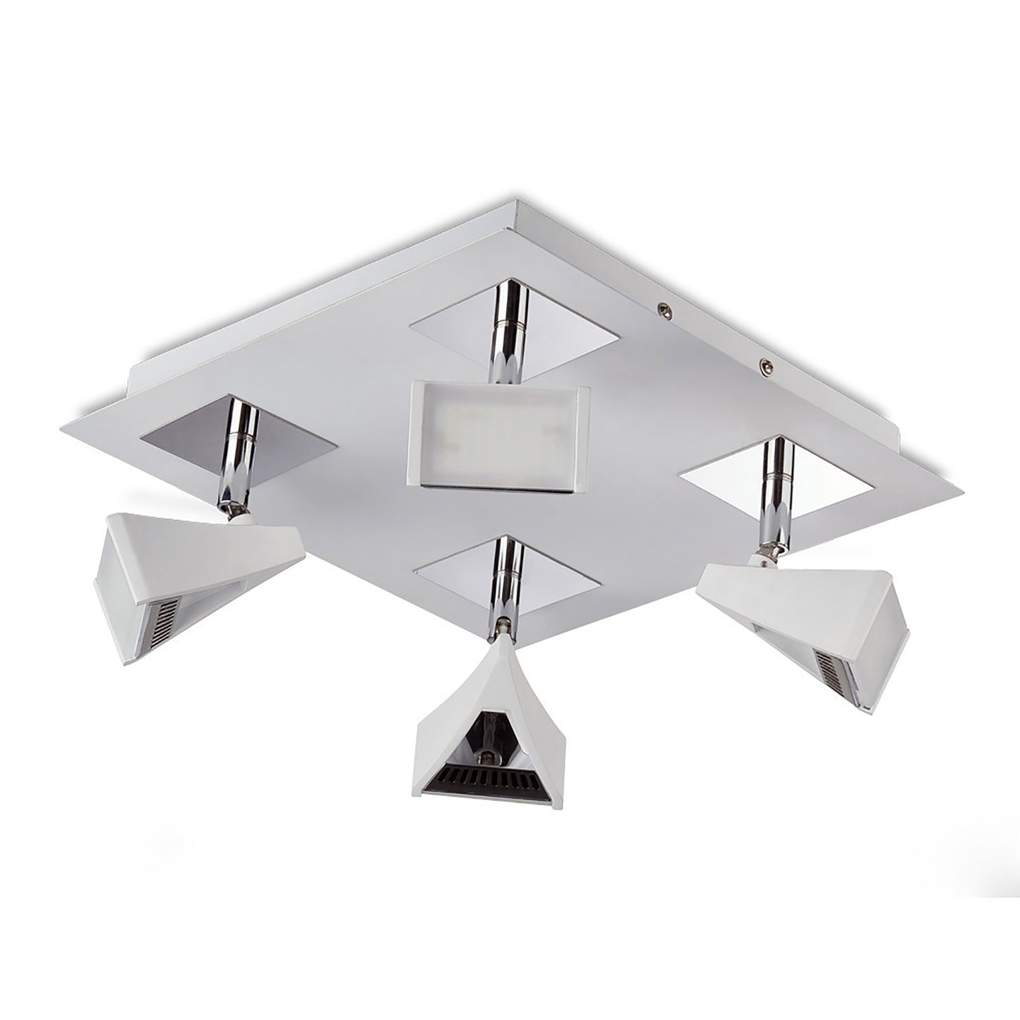 Filippo Spot Light 4 Light LED Square 20W 3000K, 1750lm, Matt White/Polished Chrome, 3yrs Warranty by Mantra