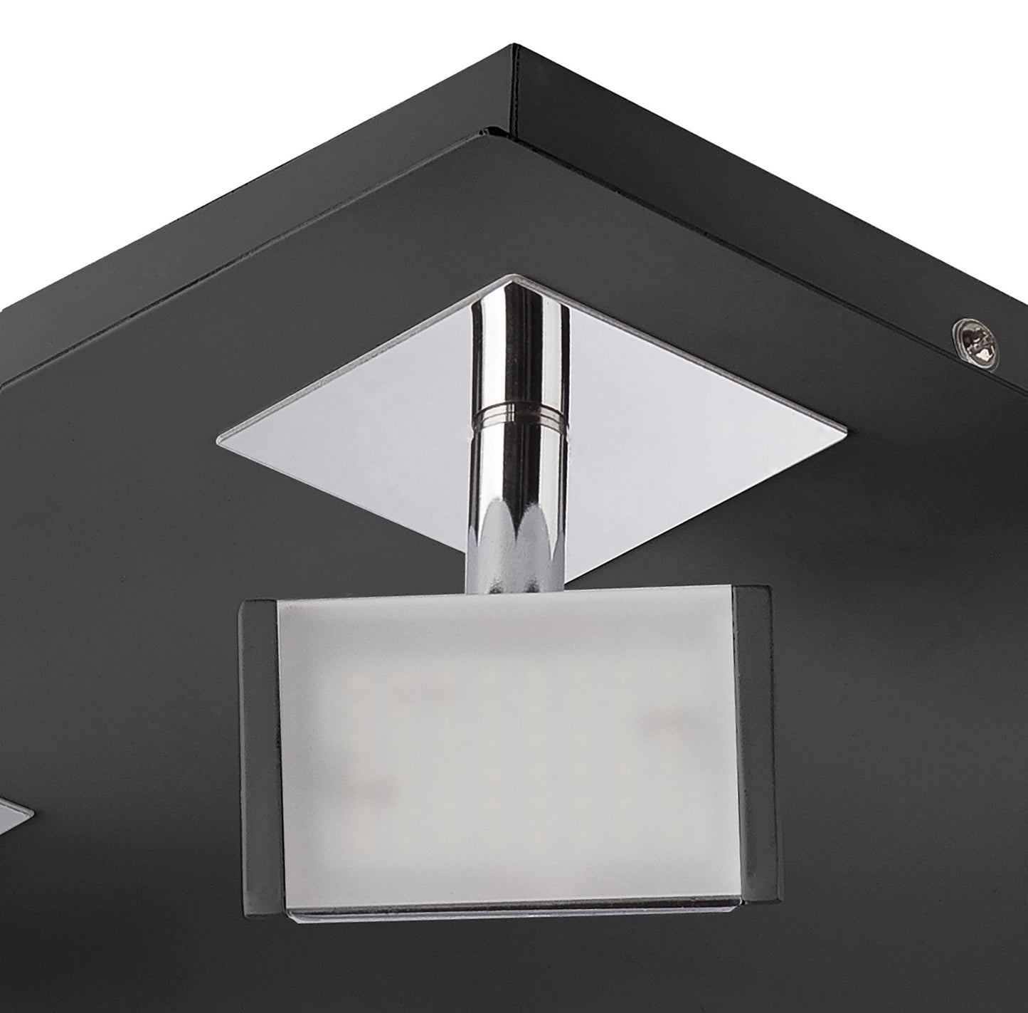 Filippo Spot Light 4 Light LED Square 20W 3000K, 1750lm, Matt Black/Polished Chrome, 3yrs Warranty by Mantra