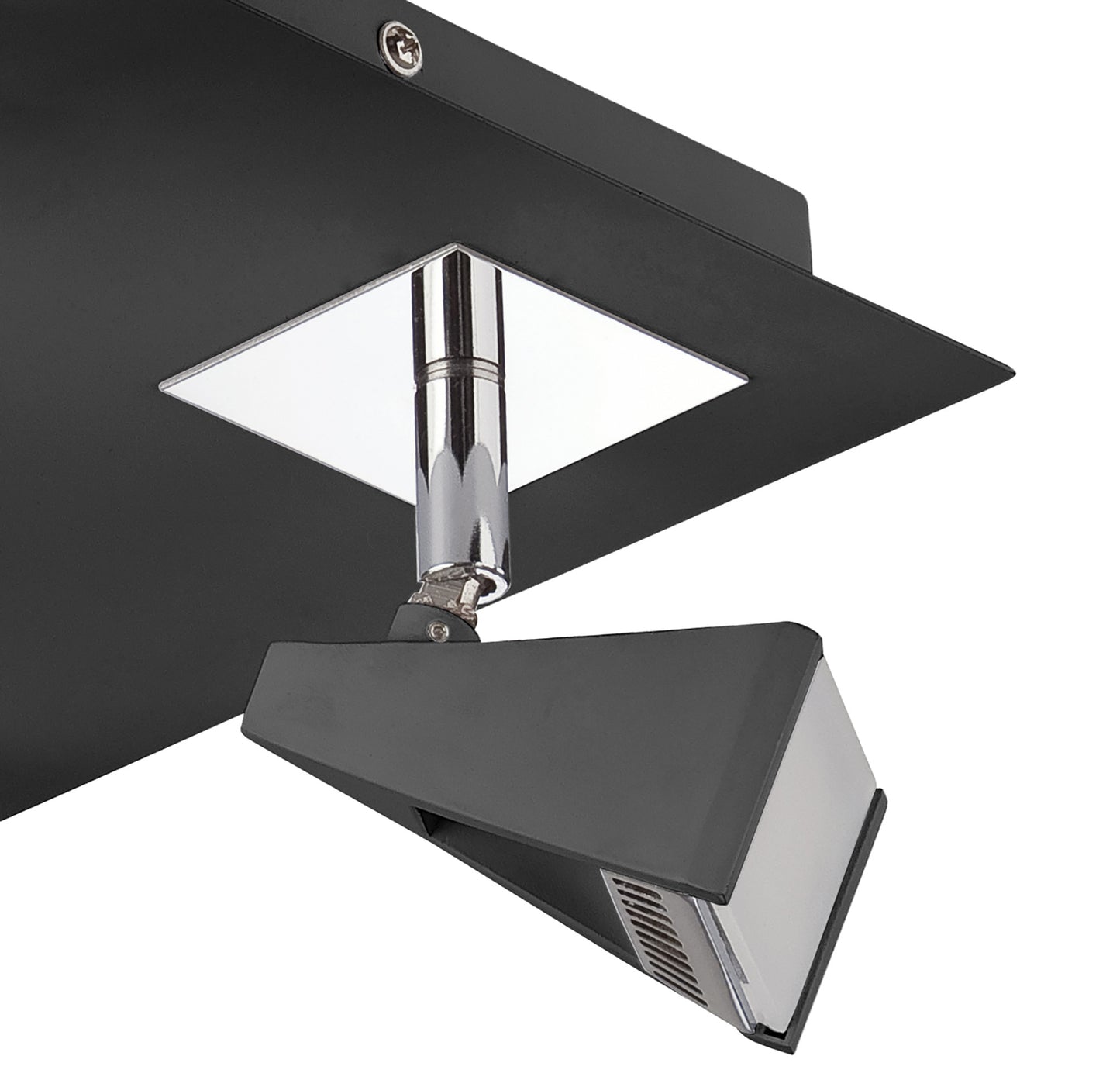 Filippo Spot Light 4 Light LED Square 20W 3000K, 1750lm, Matt Black/Polished Chrome, 3yrs Warranty by Mantra