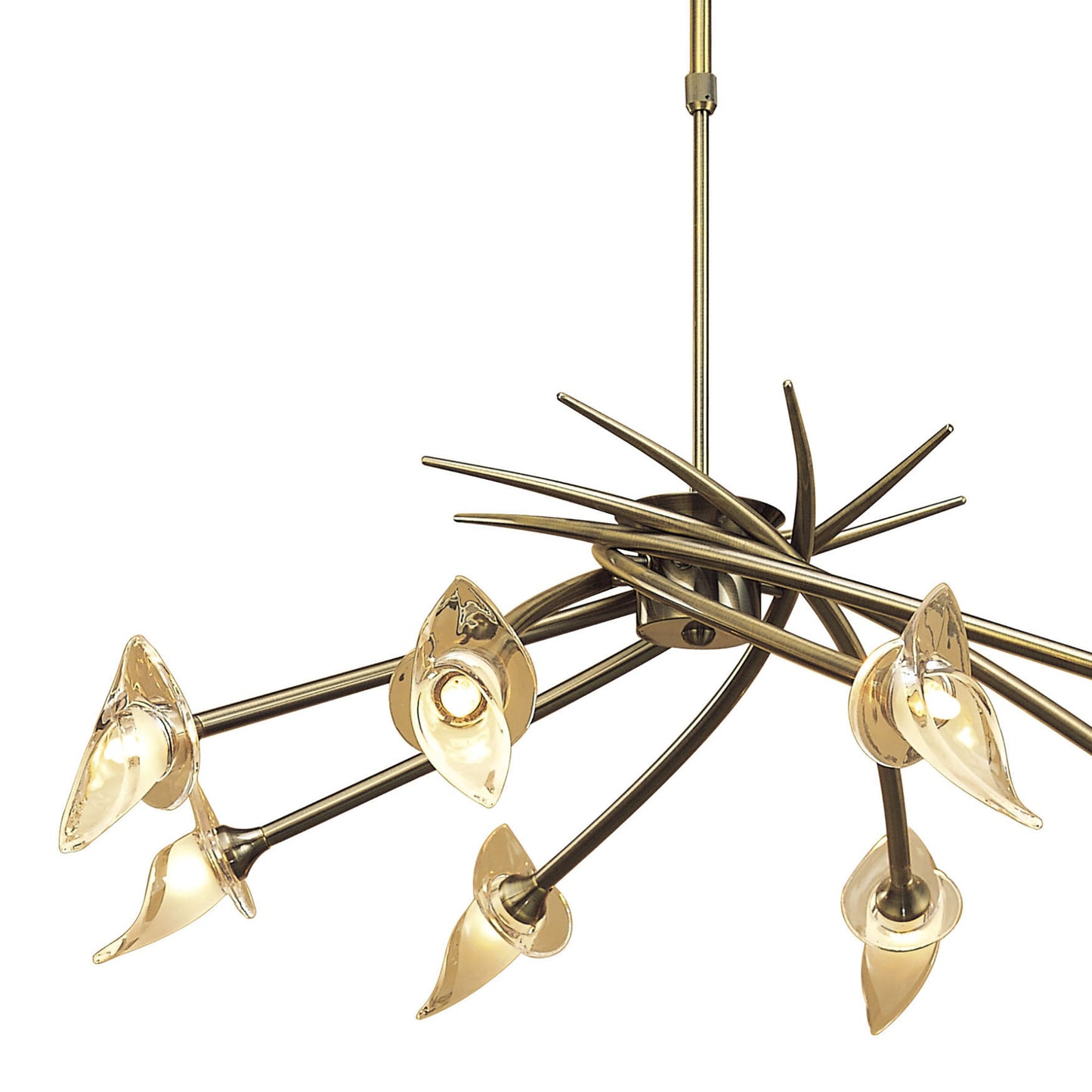 Flavia Telescopic Pendant Round 8 Light G9, Antique Brass by Mantra