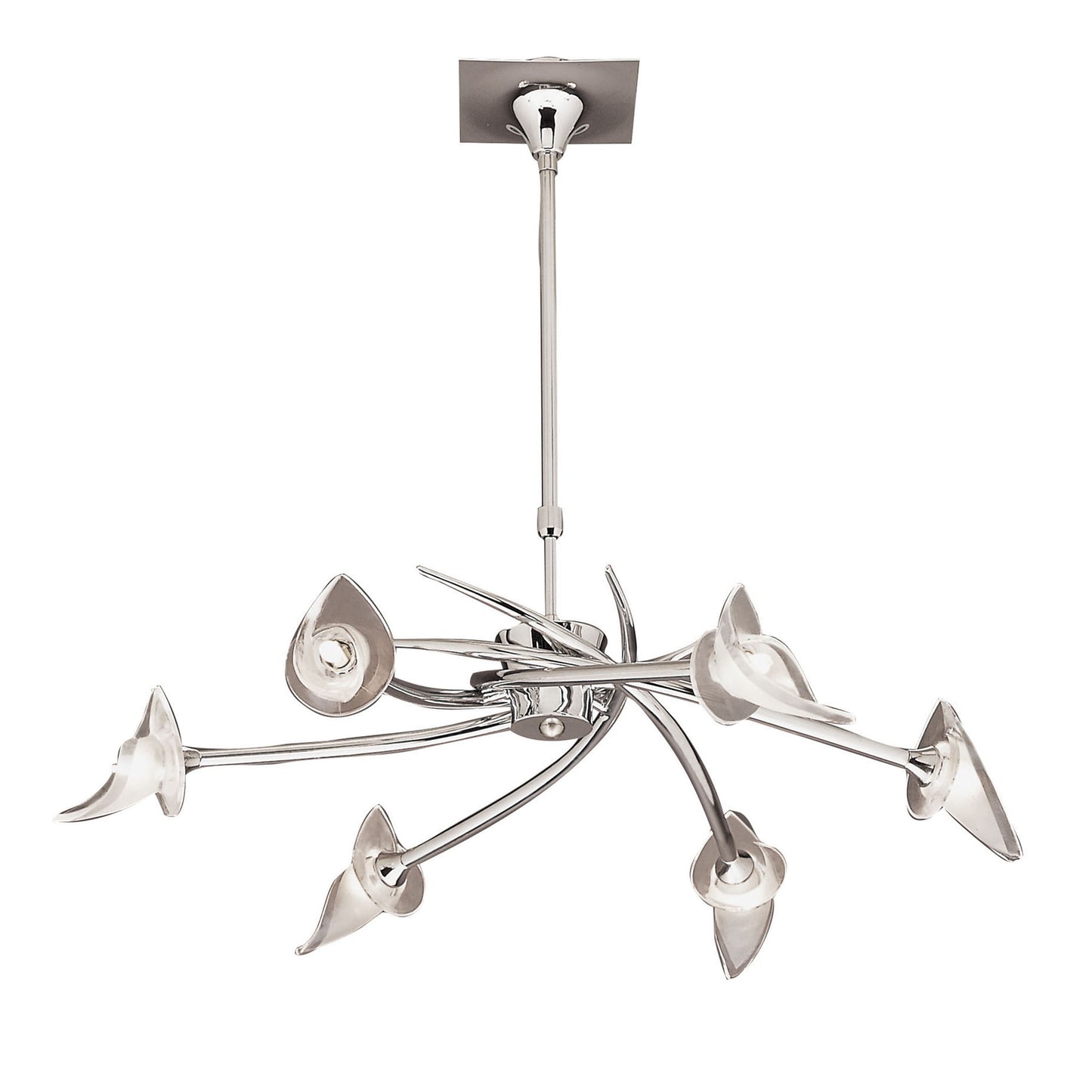 Flavia Telescopic Pendant Convertible To Semi Flush Round 6 Light G9, Polished Chrome by Mantra