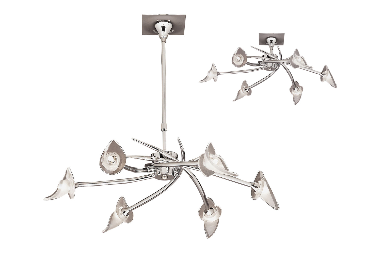 Flavia Telescopic Pendant Convertible To Semi Flush Round 6 Light G9, Polished Chrome by Mantra