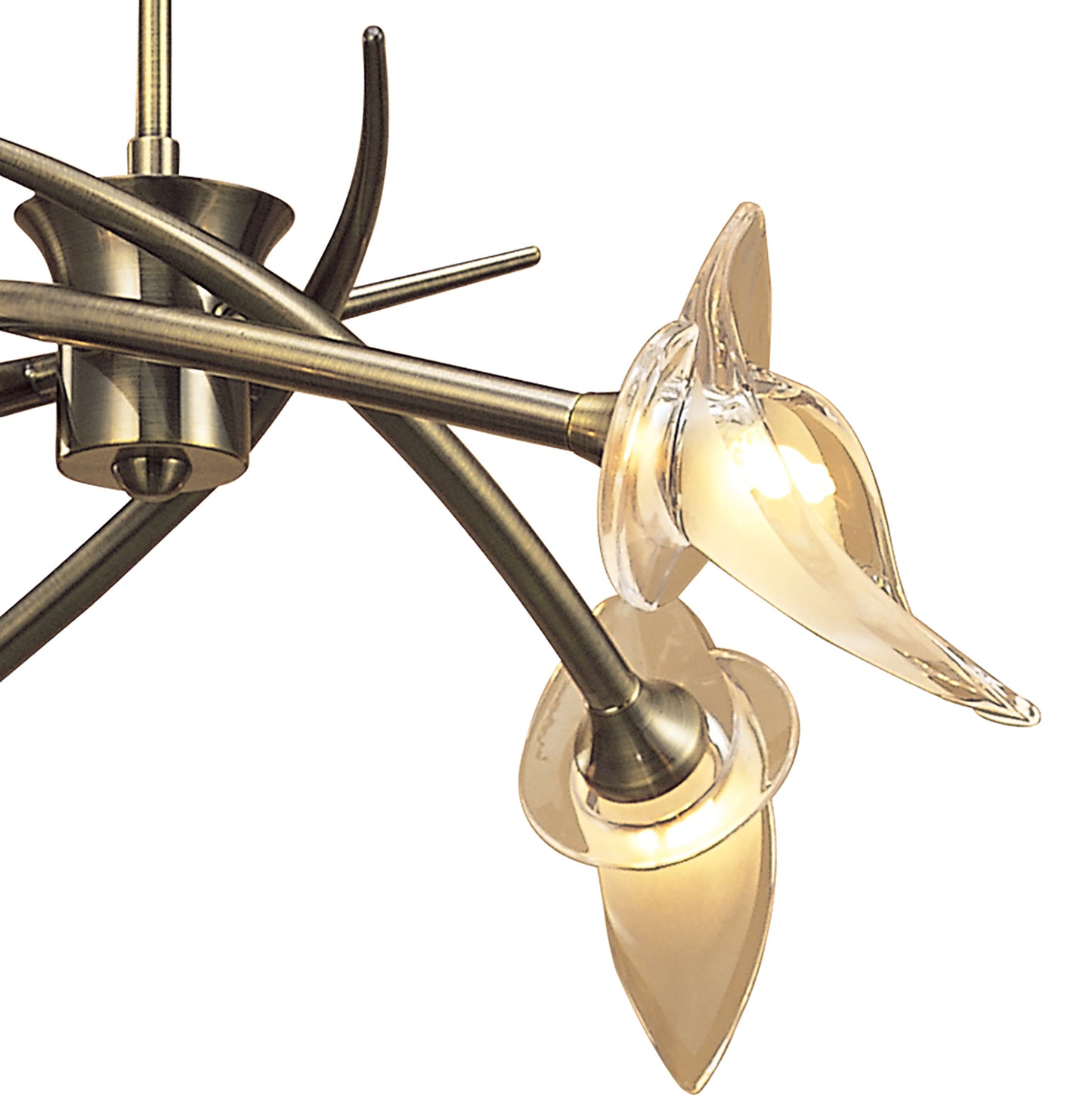 Flavia Telescopic Pendant Convertible To Semi Flush Round 4 Light G9, Antique Brass by Mantra