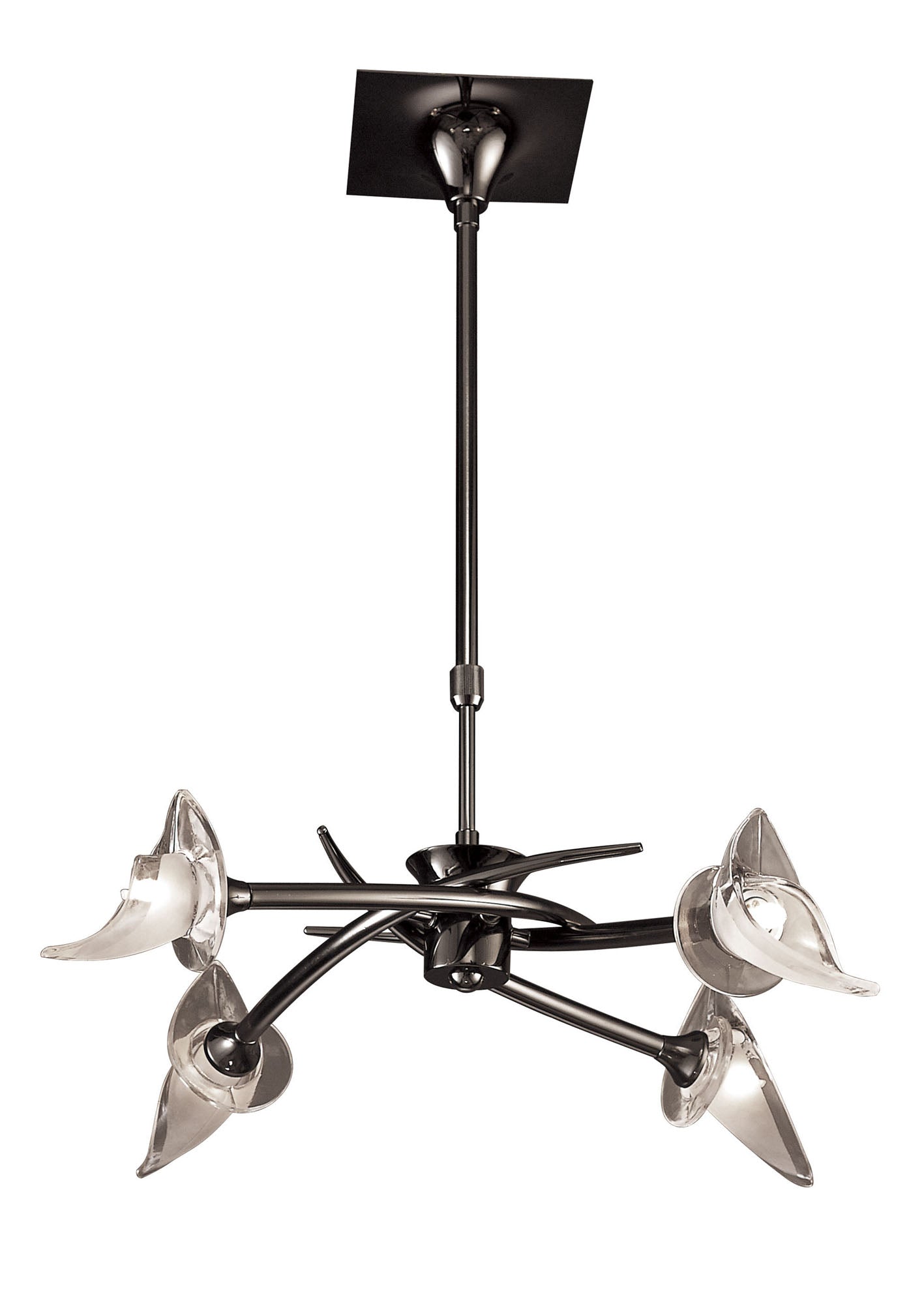 Flavia Telescopic Pendant Convertible To Semi Flush Round 4 Light G9, Black Chrome by Mantra