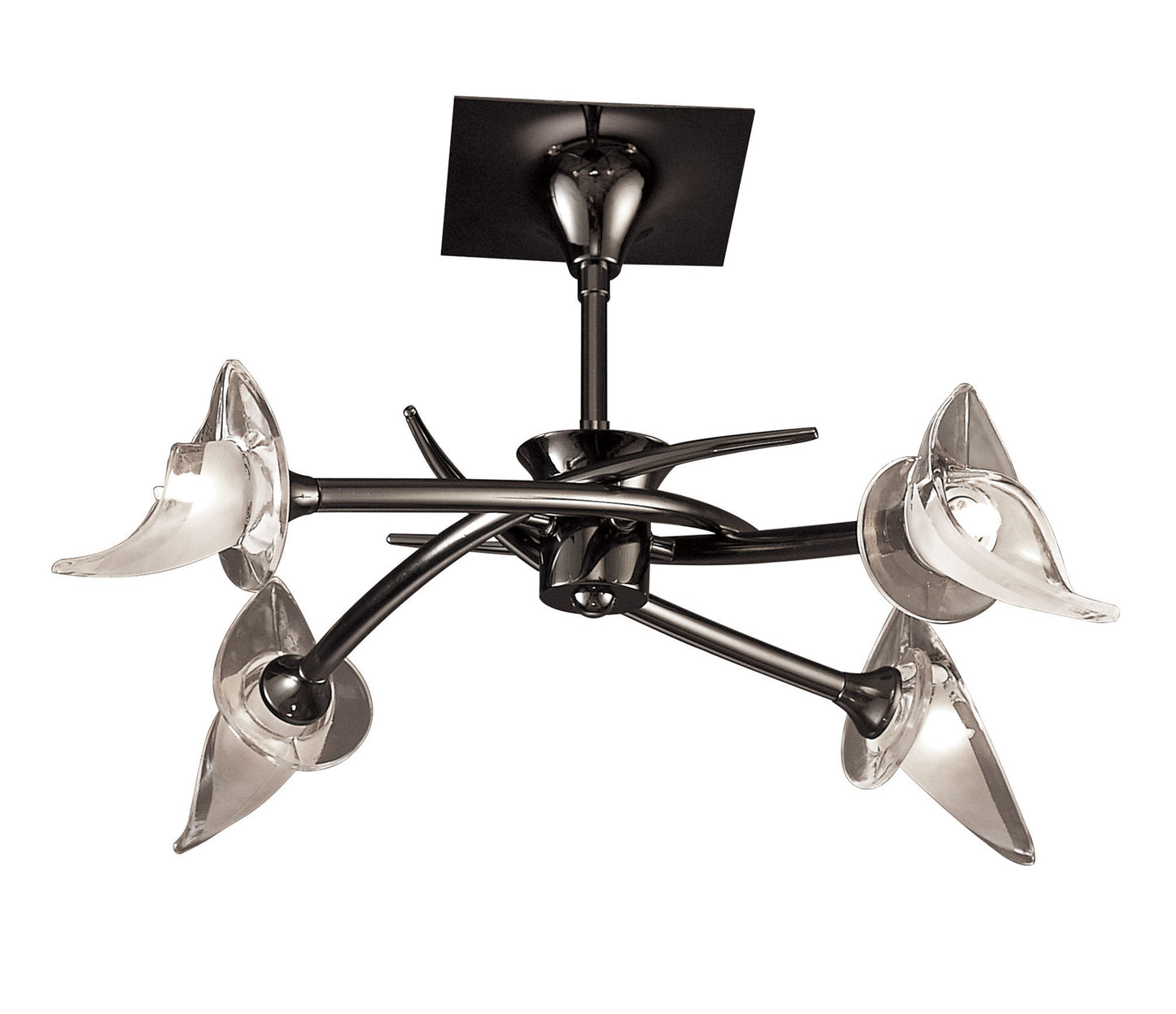 Flavia Telescopic Pendant Convertible To Semi Flush Round 4 Light G9, Black Chrome by Mantra