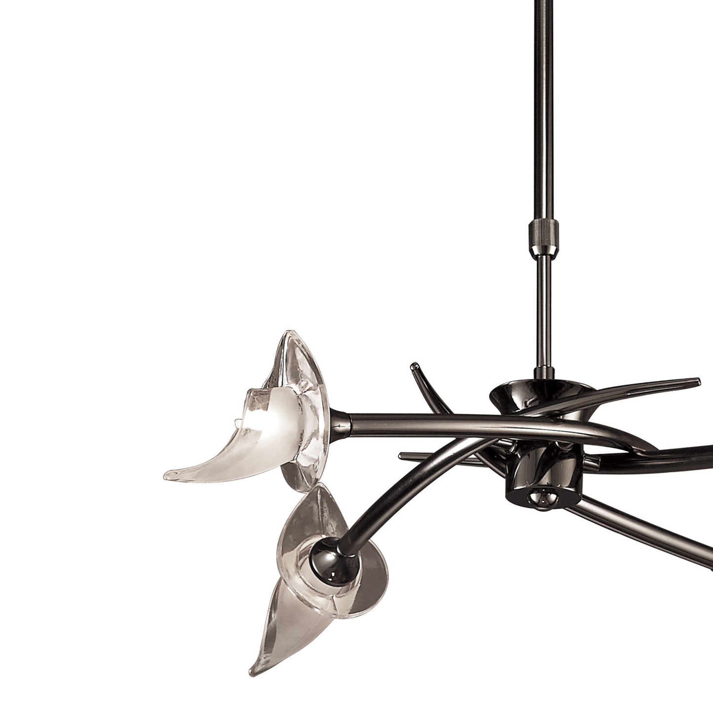 Flavia Telescopic Pendant Convertible To Semi Flush Round 4 Light G9, Black Chrome by Mantra