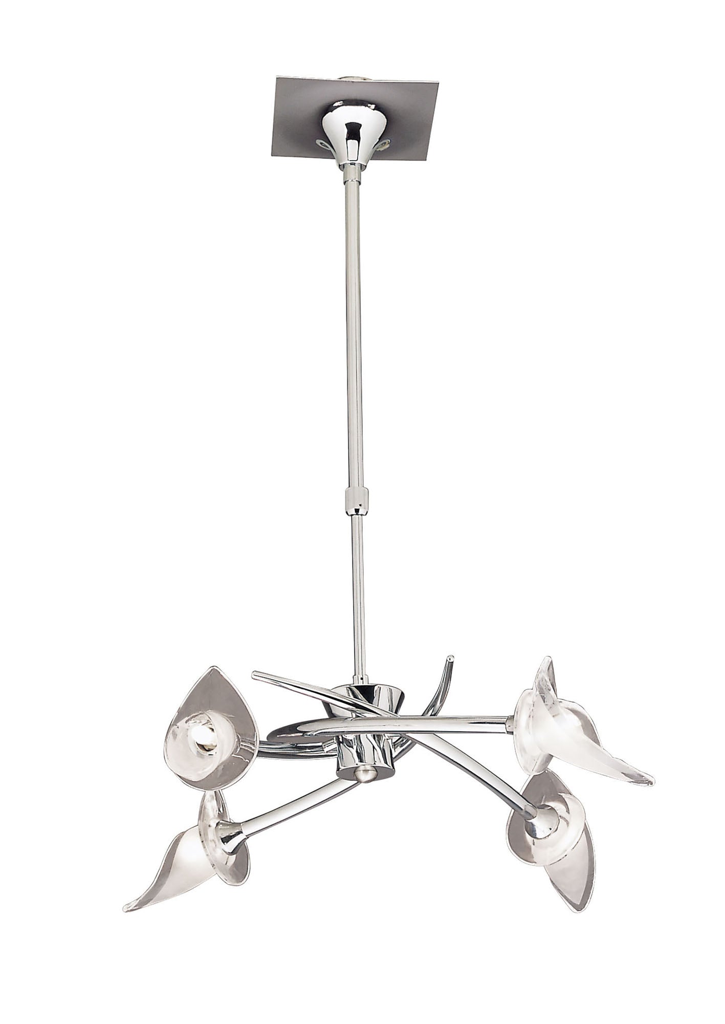 Flavia Telescopic Pendant Convertible To Semi Flush Round 4 Light G9, Polished Chrome by Mantra