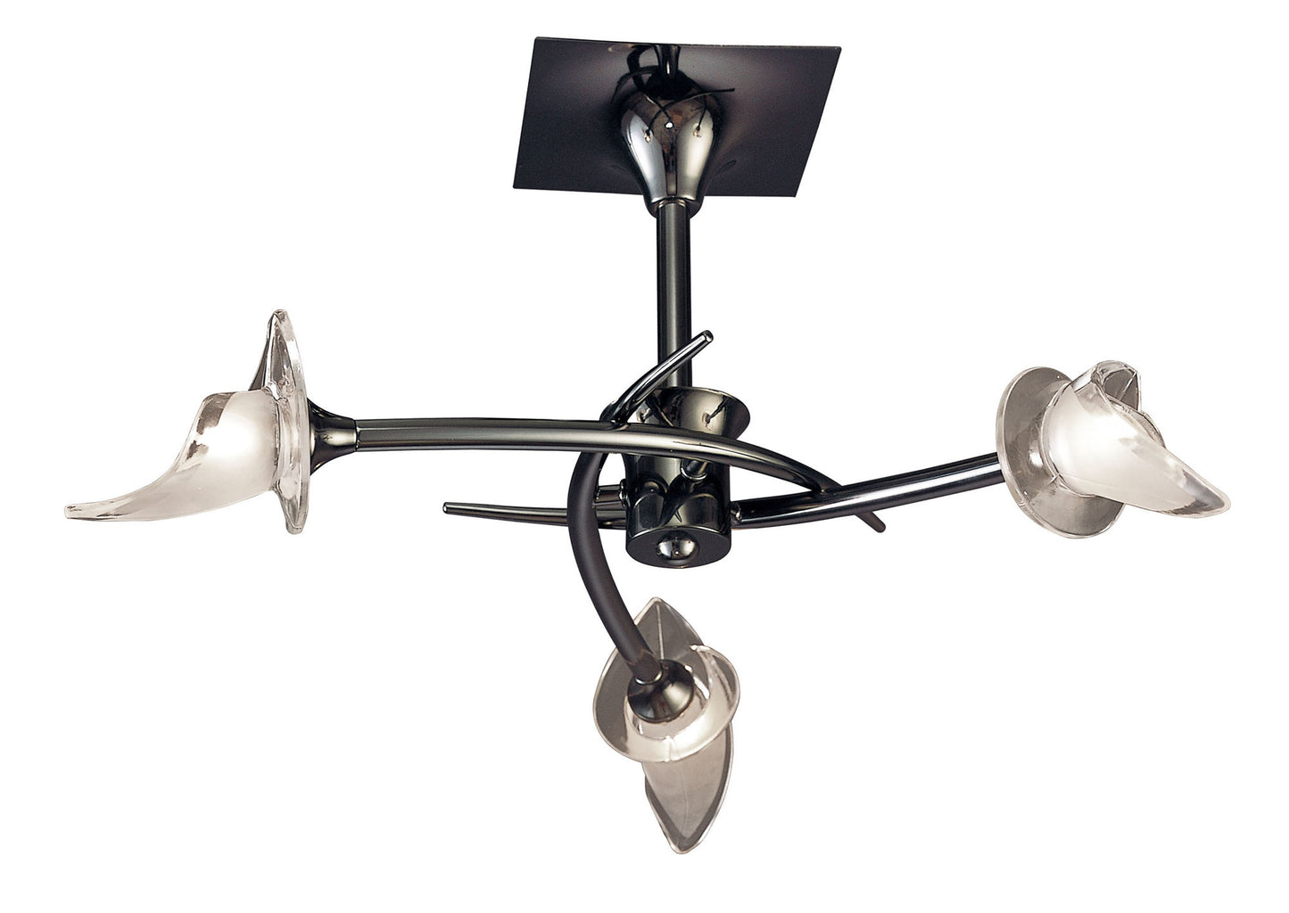 Flavia Semi Flush Round 3 Light G9, Black Chrome by Mantra