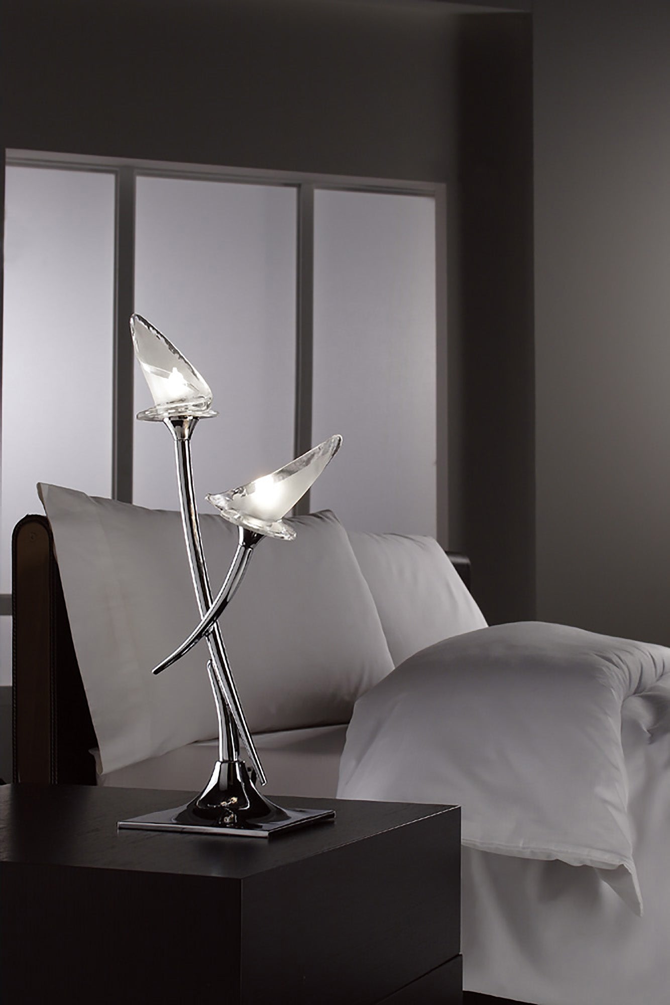 Flavia Table Lamp 2 Light G9, Polished Chrome by Mantra