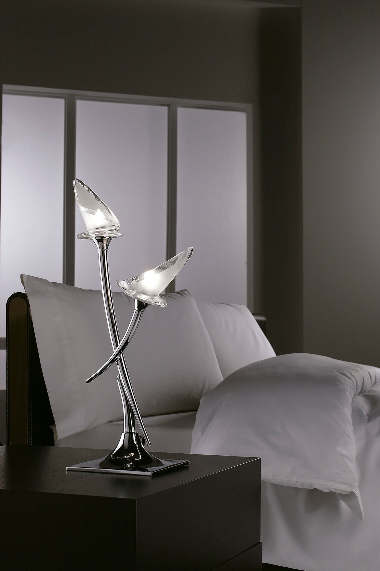 Flavia Table Lamp 2 Light G9, Polished Chrome by Mantra