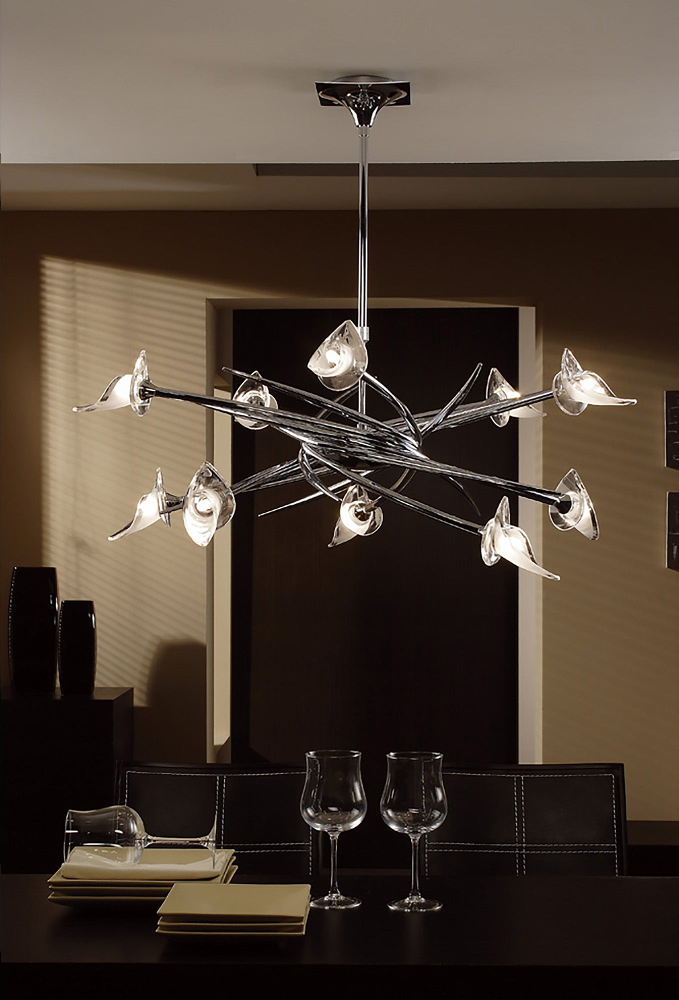 Flavia Pendant Up-Down Round 10 Light G9, Polished Chrome by Mantra