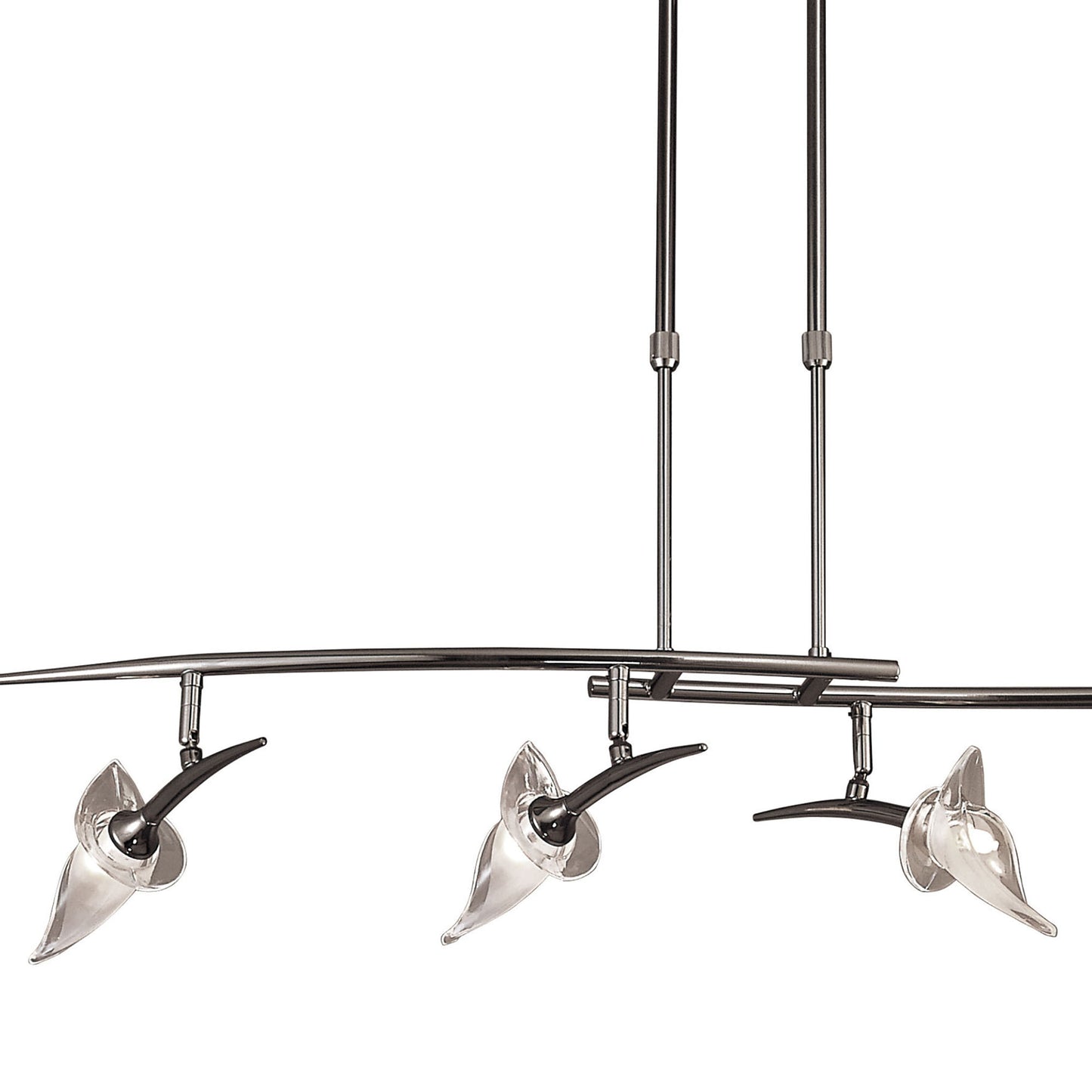 Flavia Telescopic Linear Pendant 4 Light G9 With Adjustable Heads, Black Chrome by Mantra