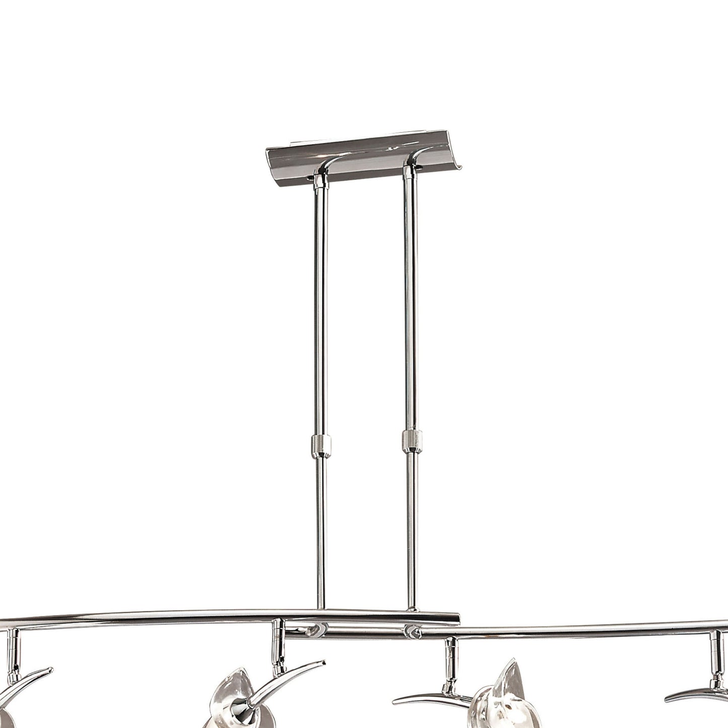 Flavia Telescopic Pendant Linear Bar 4 Light G9 With Adjustable Heads, Polished Chrome by Mantra