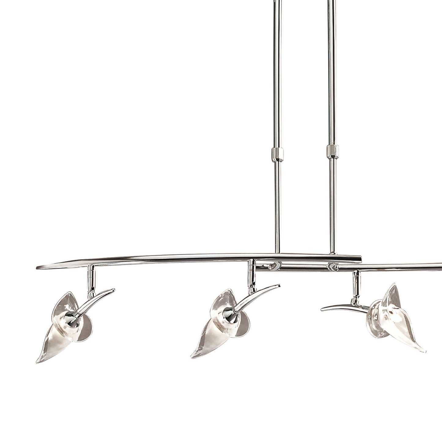 Flavia Telescopic Pendant Linear Bar 4 Light G9 With Adjustable Heads, Polished Chrome by Mantra