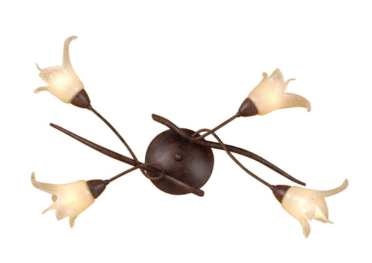 (0024 003) Florida Ceiling 4 Light E14, Brown/Black Oxide by Mantra