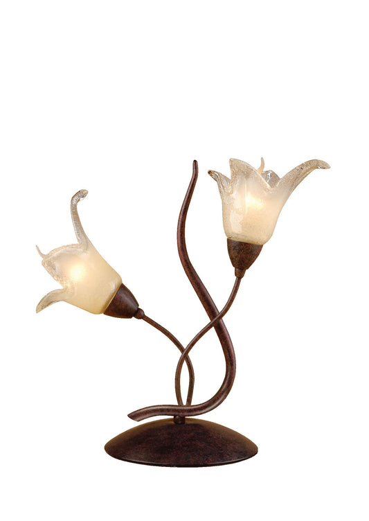 (0024 006) Florida Table Lamp 2 Light E14, Brown/Black Oxide by Mantra