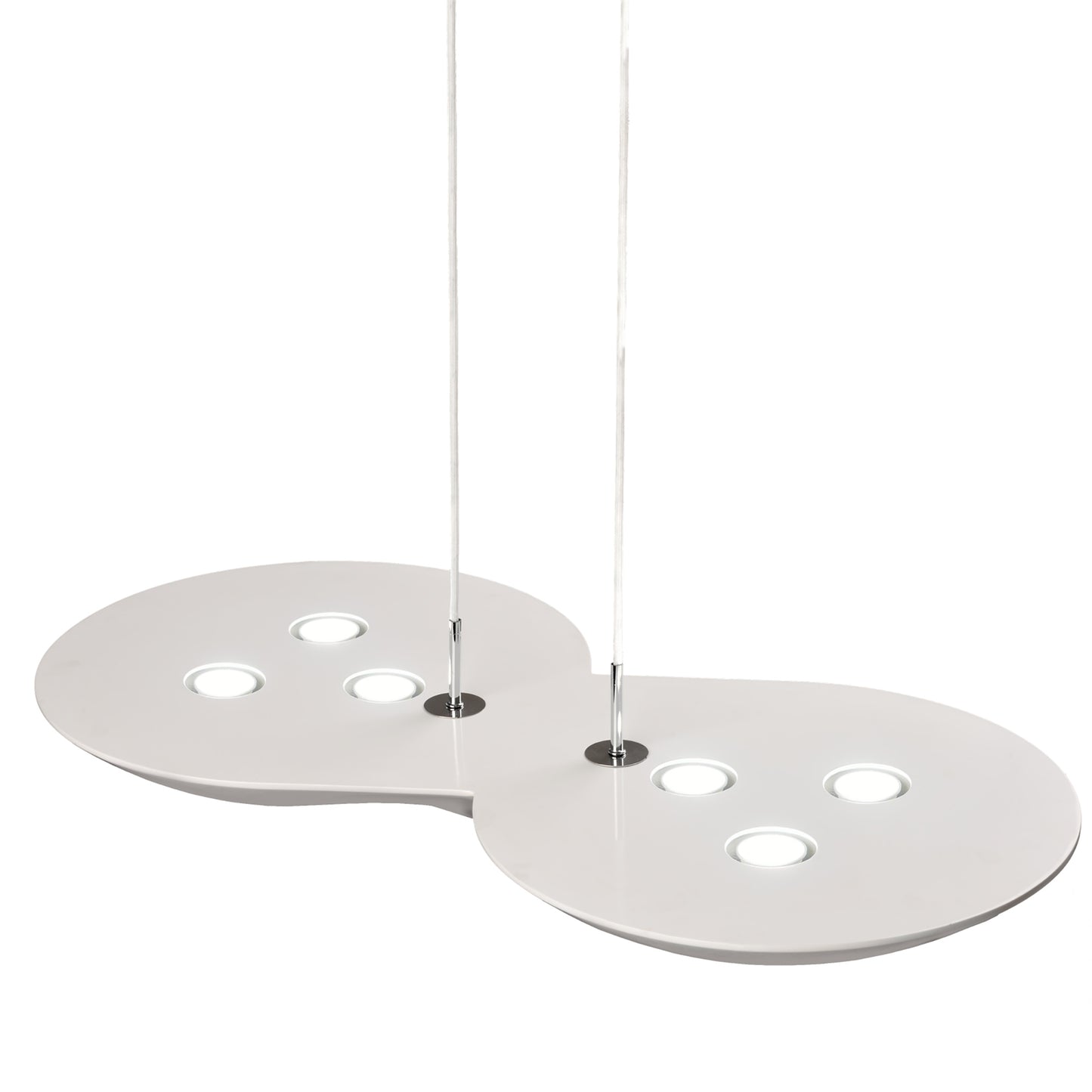 Flow Linear Pendant 6 Light GU10, Chrome , White by Mantra