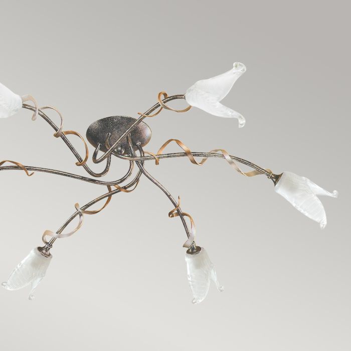 Fly 6 Light Semi-Flush - Black / Silver / Gold