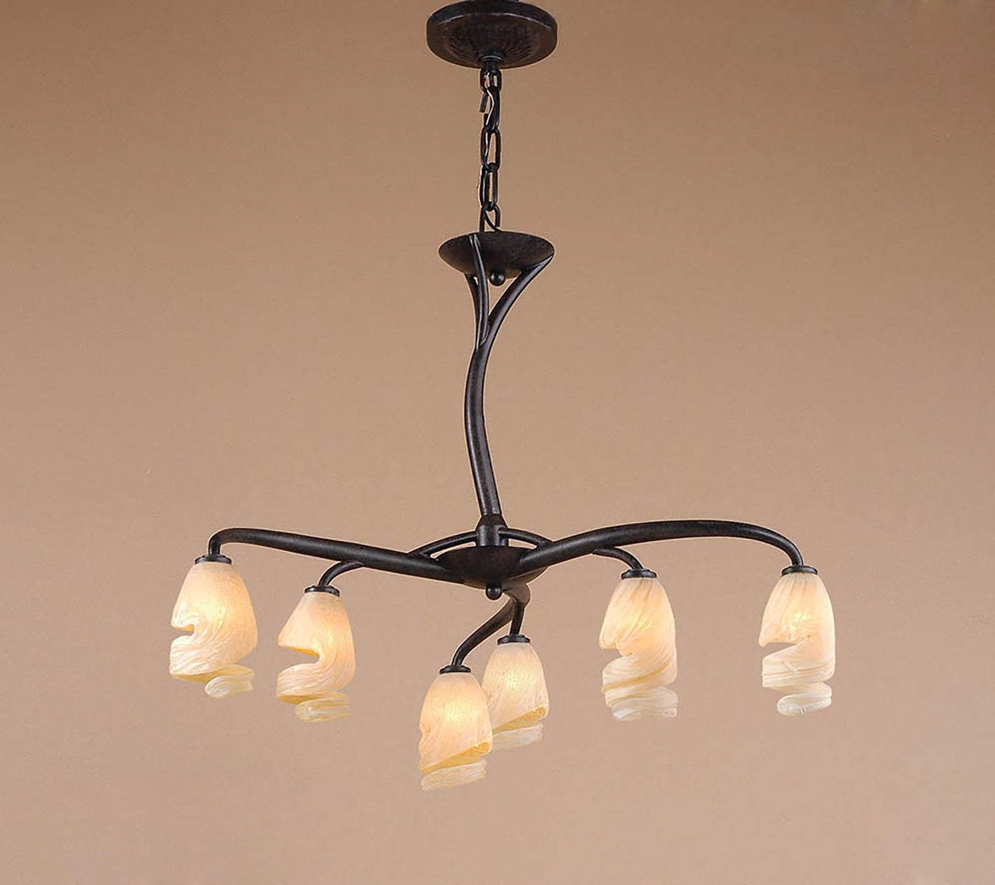 Forest Pendant 3 Arm 6 Light G9, Brown/Black Oxide by Mantra